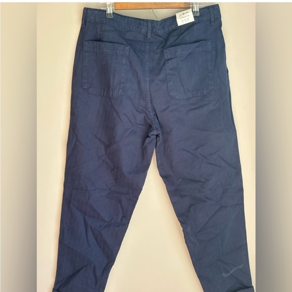 NWT Zara Men’s Carrot Fit Chino Pants Navy Blue Size 34 - Picture 4 of 6